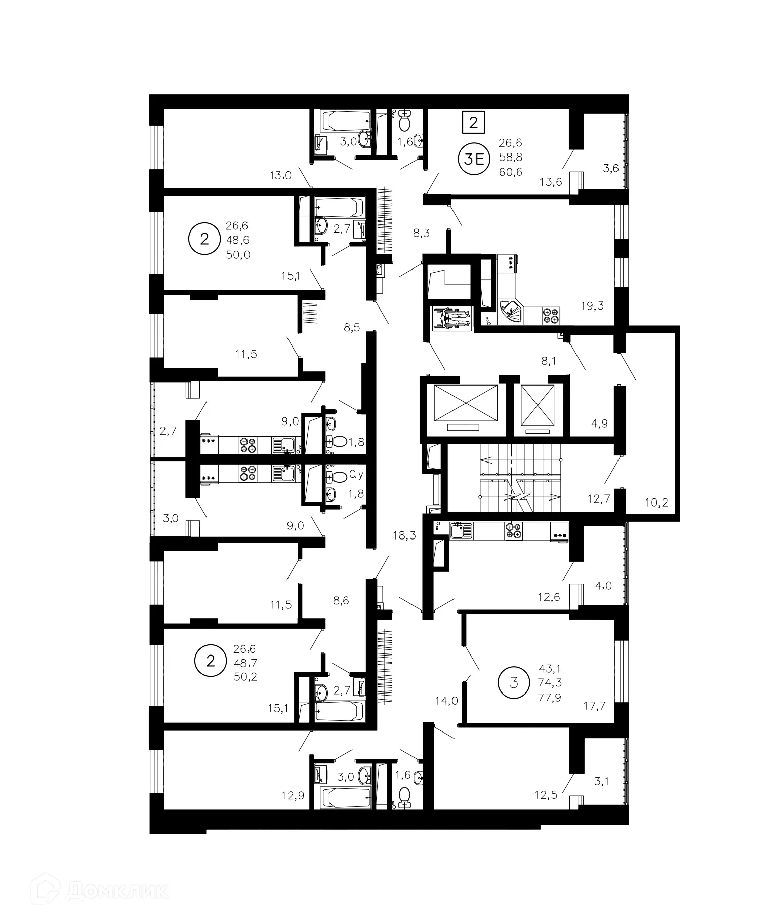 Планировка 2-комнатной квартиры 50.2 м² в ЖК Лето, г. Воронеж — фото 7