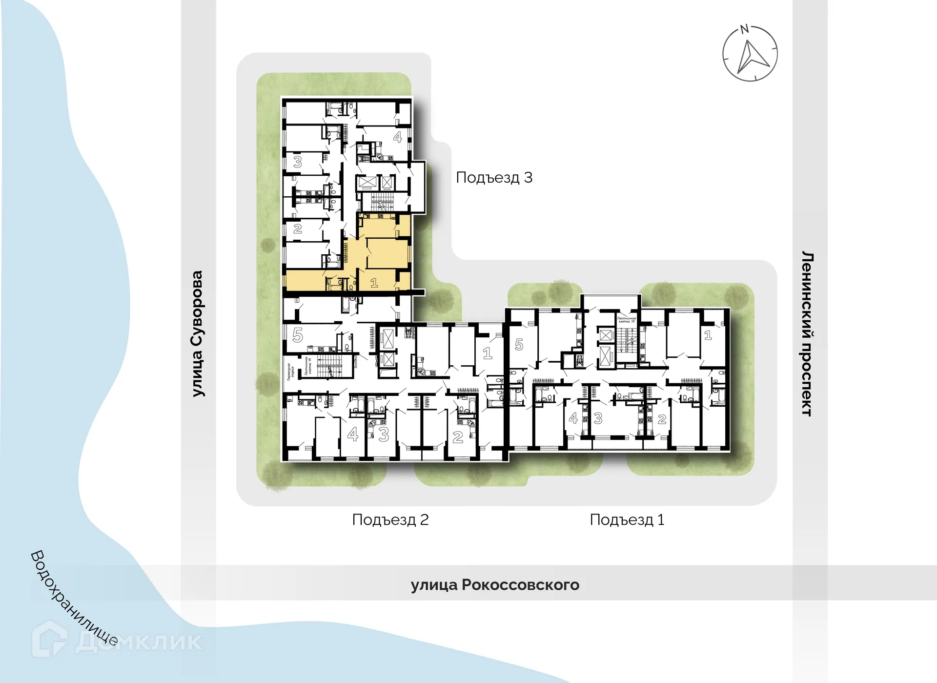 Планировка 3-комнатной квартиры 77.9 м² в ЖК Лето, г. Воронеж — фото 3