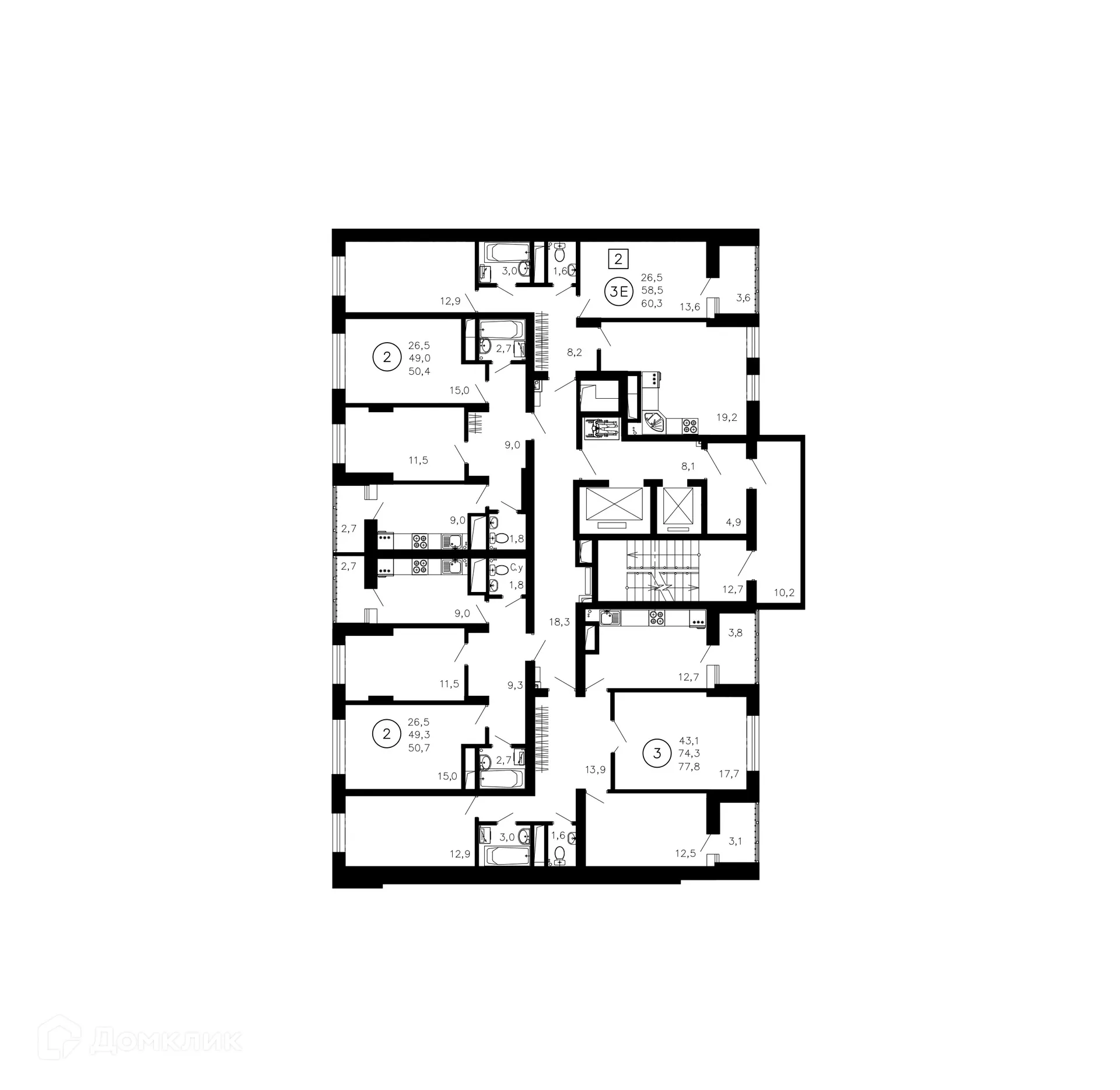 Планировка 2-комнатной квартиры 50.4 м² в ЖК Лето, г. Воронеж — фото 7