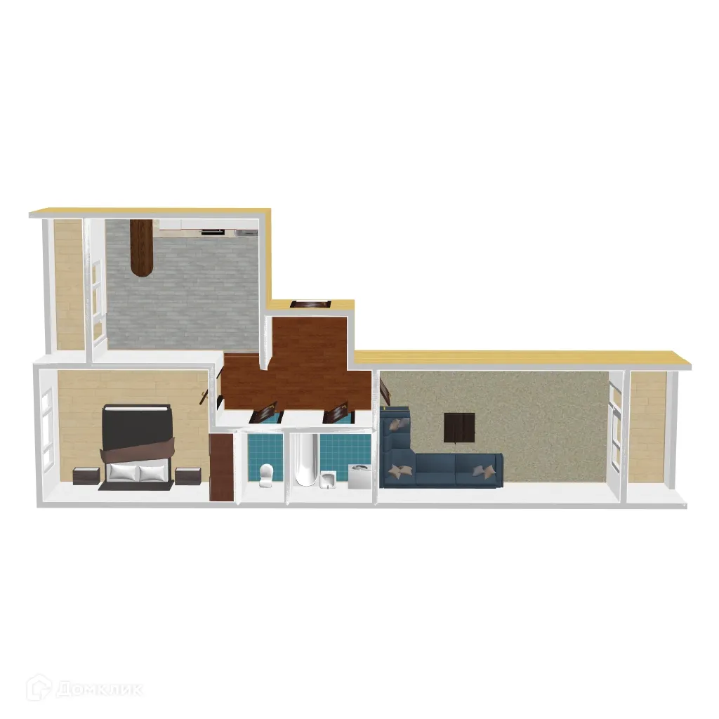 Планировка 2-комнатной квартиры 65.43 м² в ЖК Победа поз. 3, г. Воронеж — фото 1