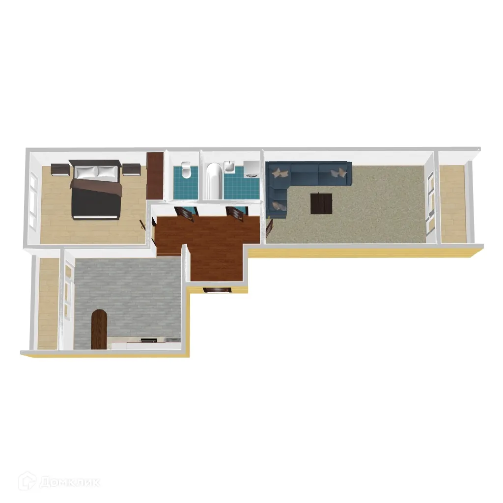 Планировка 2-комнатной квартиры 65.89 м² в ЖК Победа поз. 3, г. Воронеж — фото 1