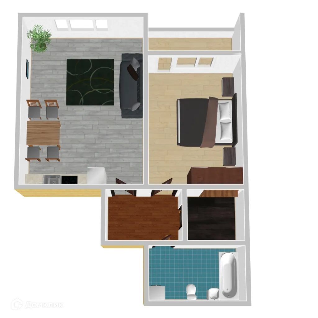 Планировка 1-комнатной квартиры 54.08 м² в ЖК Победа поз. 3, г. Воронеж — фото 1