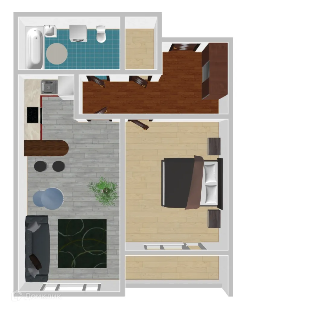 Планировка 1-комнатной квартиры 55.27 м² в ЖК Победа поз. 3, г. Воронеж — фото 1