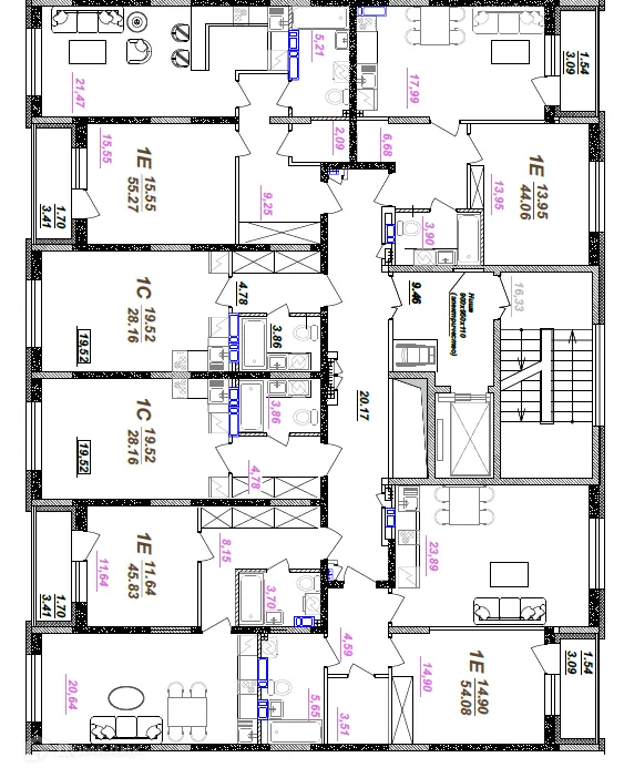 Планировка 1-комнатной квартиры 55.27 м² в ЖК Победа поз. 3, г. Воронеж — фото 2