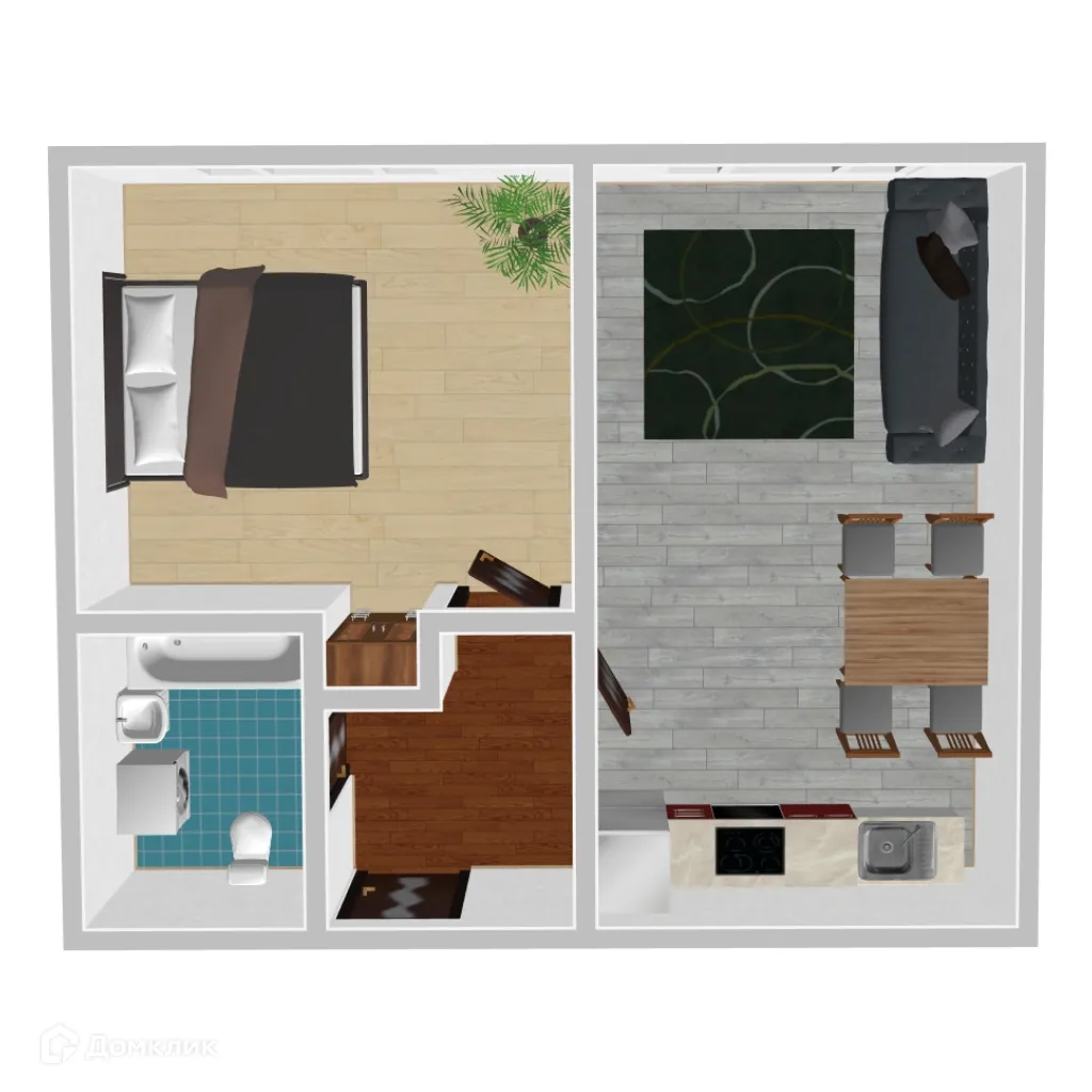 Планировка 1-комнатной квартиры 39.75 м² в ЖК Победа поз. 3, г. Воронеж — фото 1