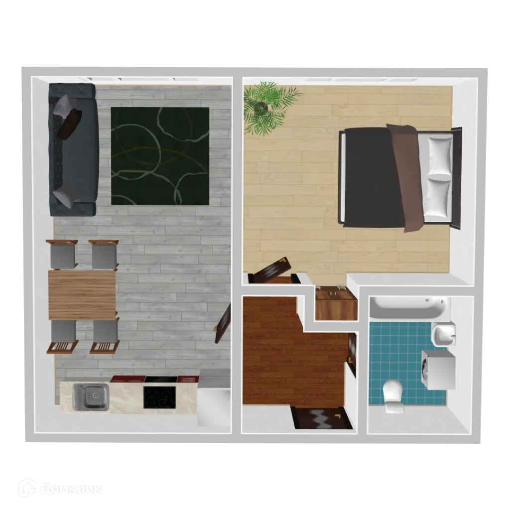 Планировка 1-комнатной квартиры 39.72 м² в ЖК Победа поз. 3, г. Воронеж — фото 1