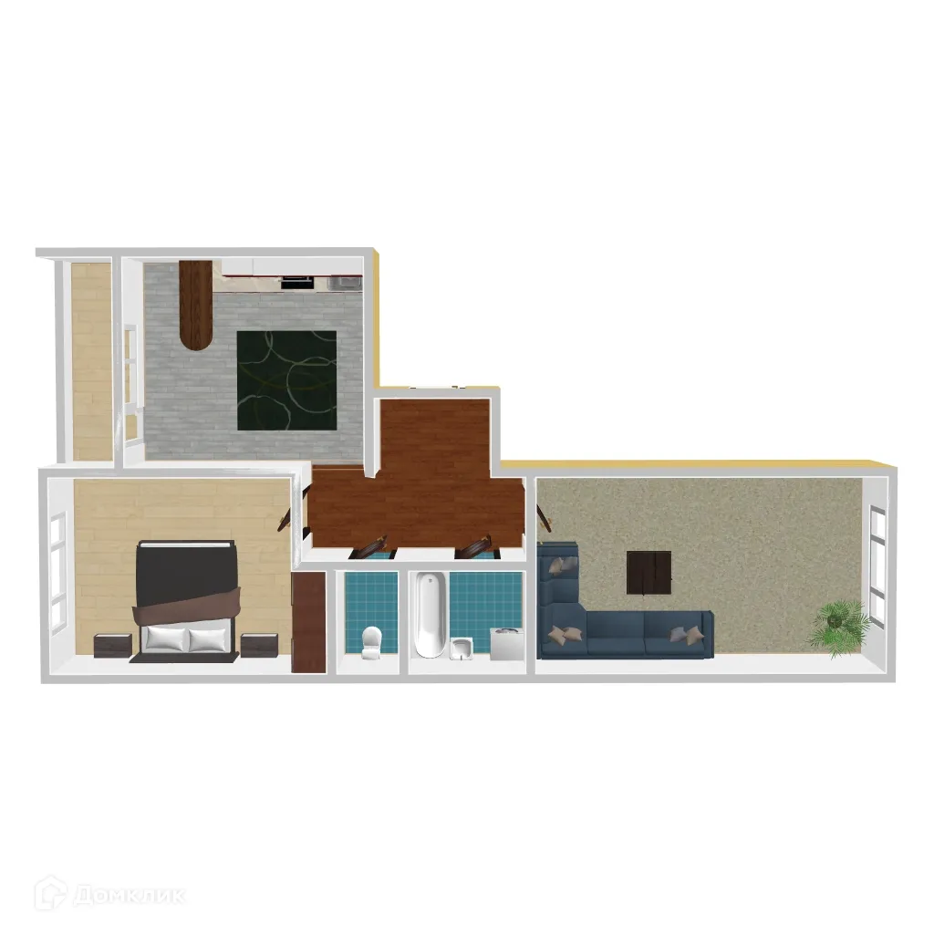 Планировка 2-комнатной квартиры 64.23 м² в ЖК Победа поз. 3, г. Воронеж — фото 1