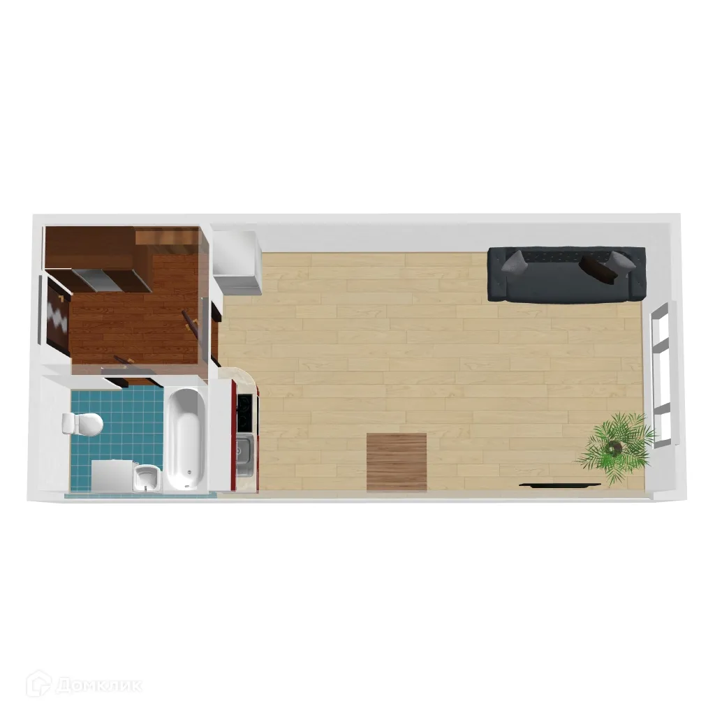 Планировка студии квартиры 31.37 м² в ЖК Победа поз. 3, г. Воронеж — фото 1