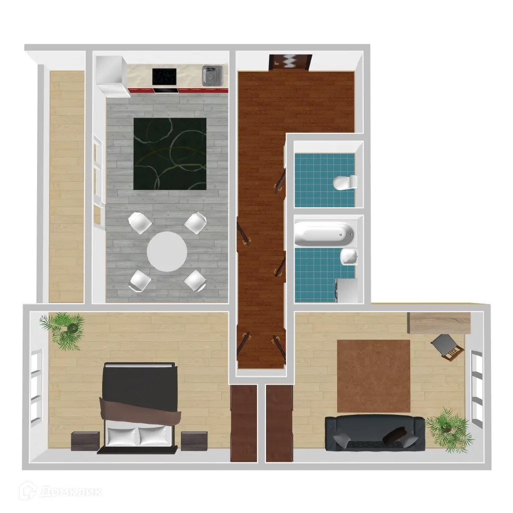 Планировка 2-комнатной квартиры 70.84 м² в ЖК Победа поз. 3, г. Воронеж — фото 1