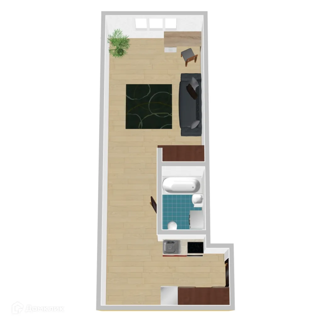 Планировка студии квартиры 36.33 м² в ЖК Победа поз. 3, г. Воронеж — фото 1