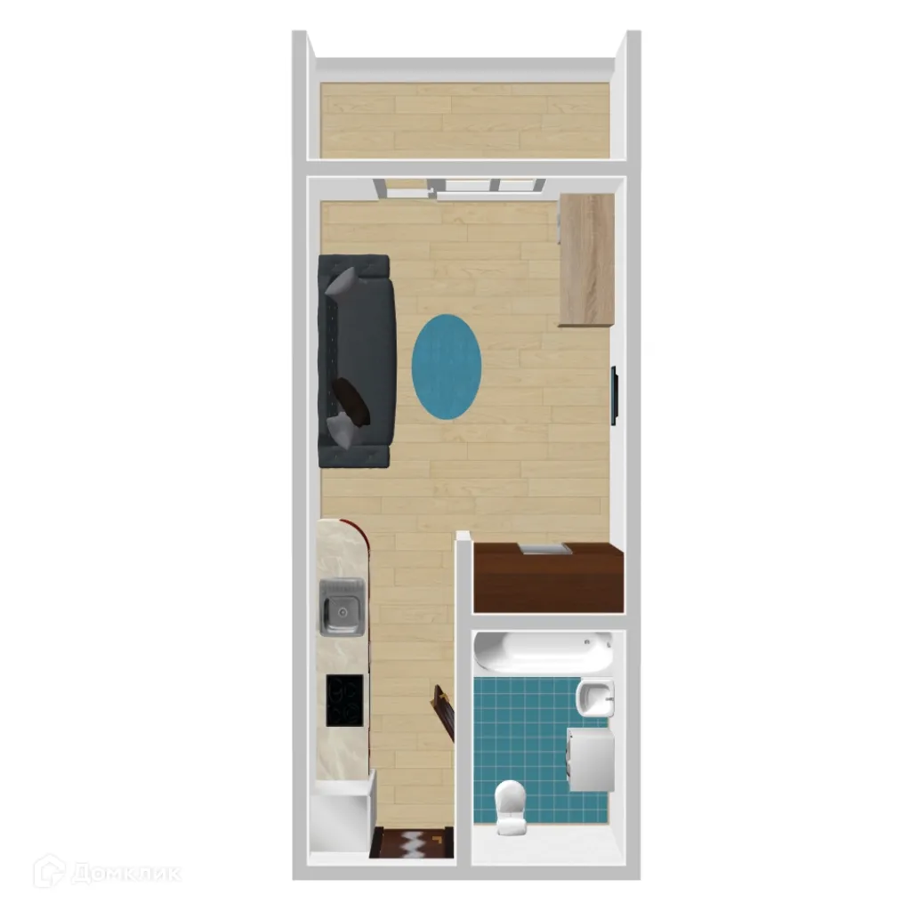 Планировка студии квартиры 22.8 м² в ЖК Победа поз. 3, г. Воронеж — фото 1