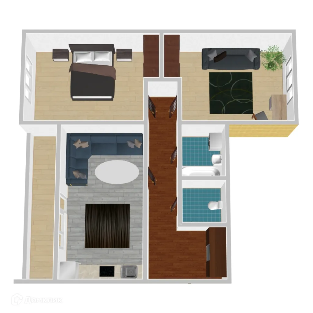 Планировка 2-комнатной квартиры 71.01 м² в ЖК Победа поз. 3, г. Воронеж — фото 1