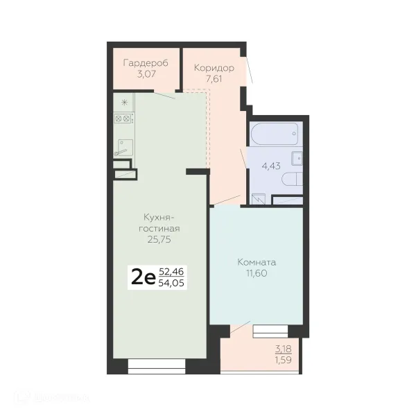 Планировка 2 комн. в ЖК Зарядье