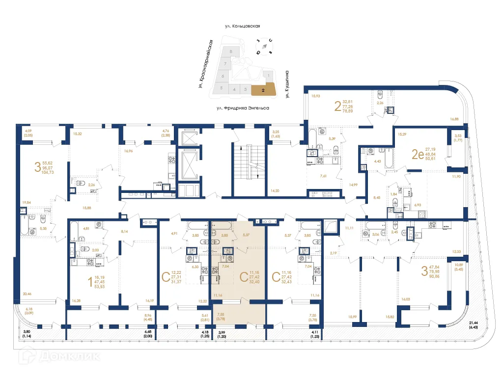 Планировка 1-комнатной квартиры 32.4 м² в ЖК Жилой дом по ул. Фридриха Энгельса, г. Воронеж — фото 6