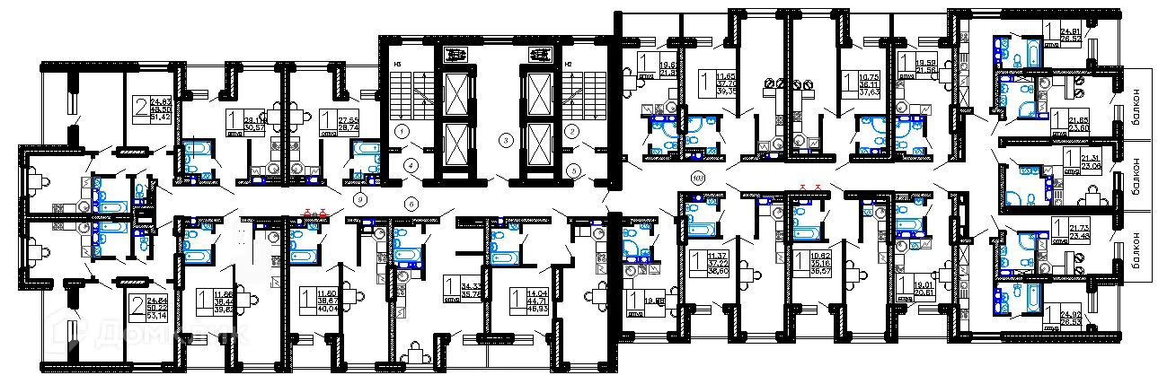 Планировка студии квартиры 26.47 м² в ЖК Дом у Ротонды, г. Воронеж — фото 2