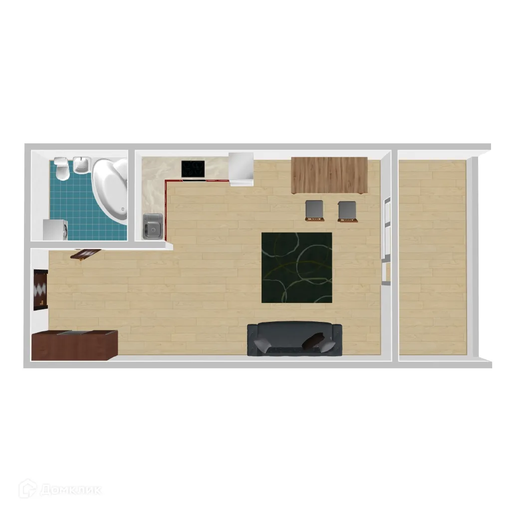 Планировка студии квартиры 21.85 м² в ЖК Дом у Ротонды, г. Воронеж — фото 1