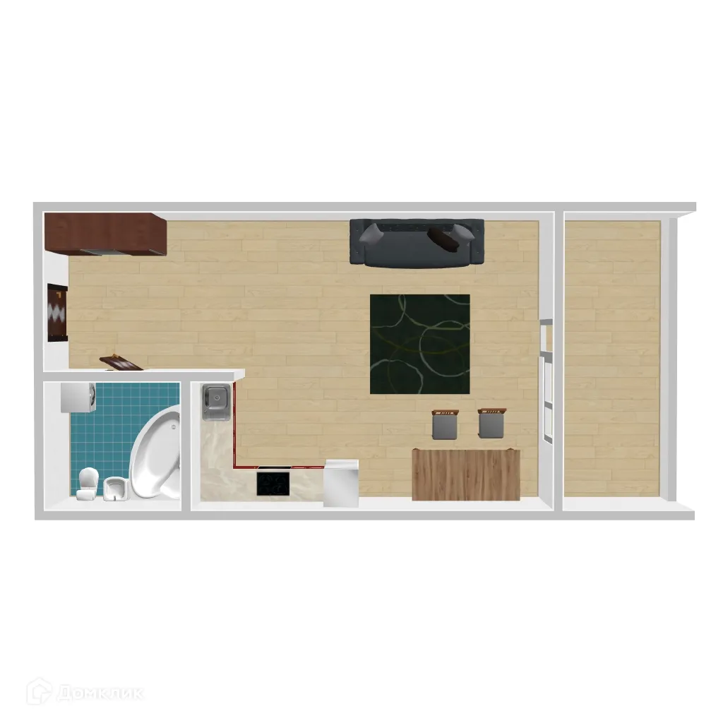 Планировка студии квартиры 21.73 м² в ЖК Дом у Ротонды, г. Воронеж — фото 1