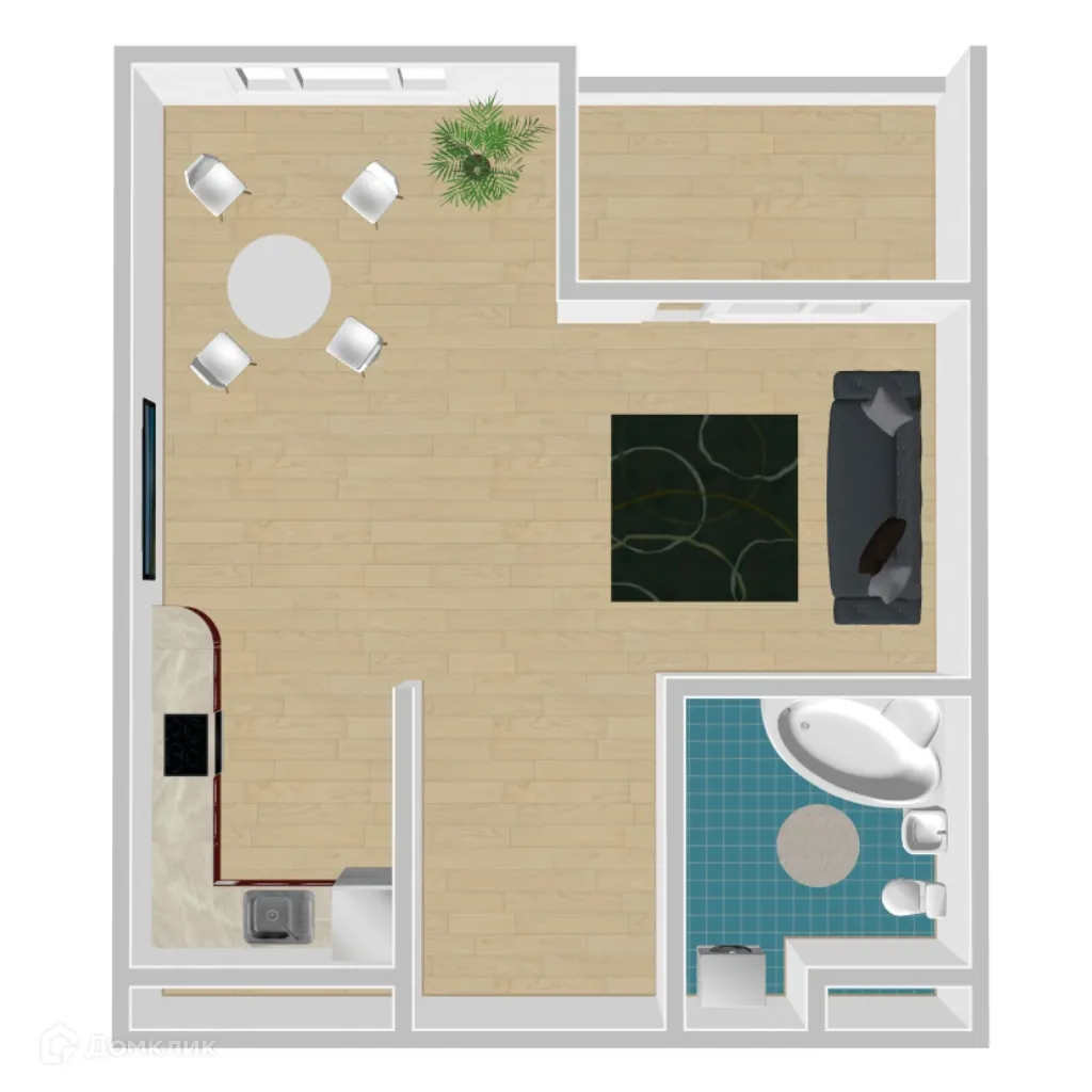 Планировка студии квартиры 28.74 м² в ЖК Дом у Ротонды, г. Воронеж — фото 1