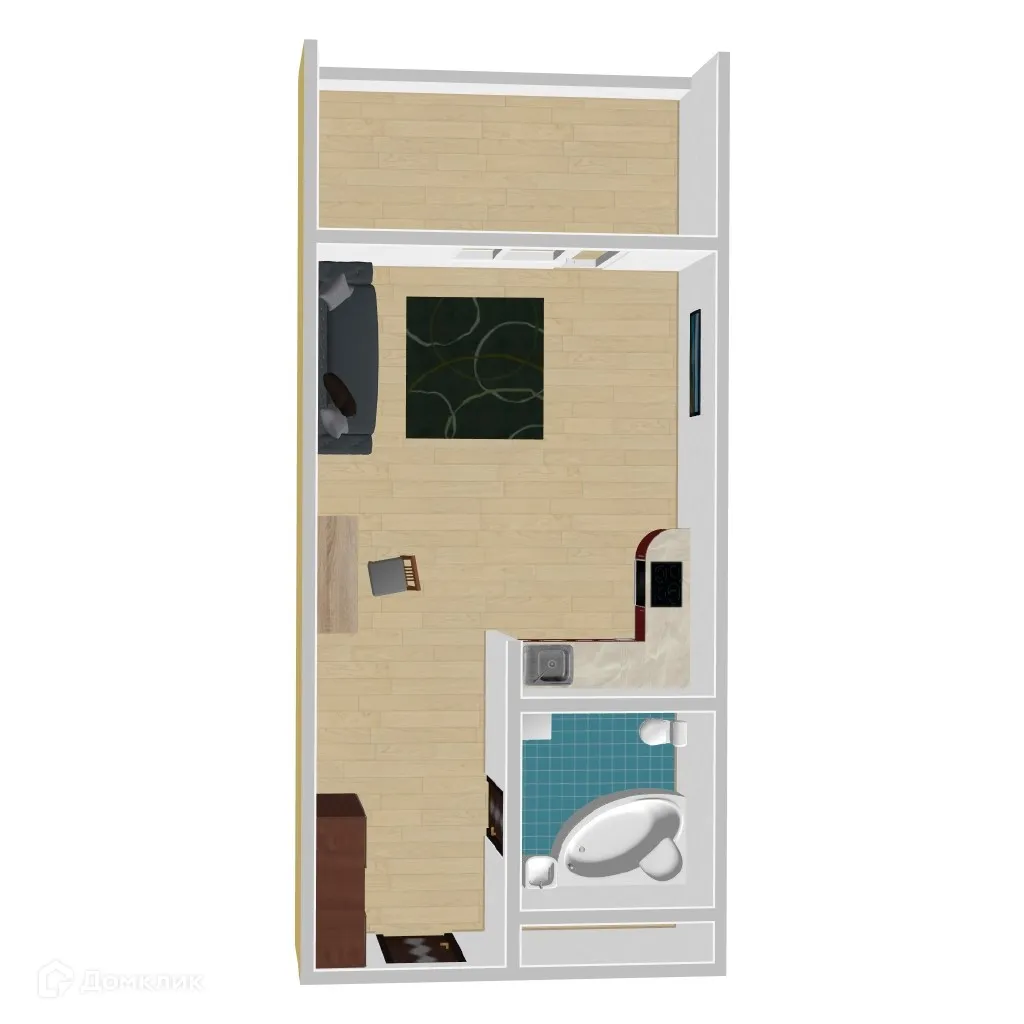 Планировка студии квартиры 22.03 м² в ЖК Дом у Ротонды, г. Воронеж — фото 1