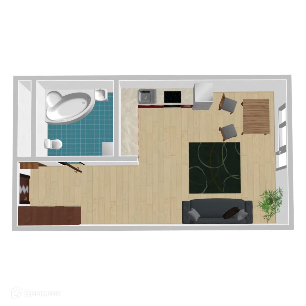 Планировка студии квартиры 20.24 м² в ЖК Дом у Ротонды, г. Воронеж — фото 1