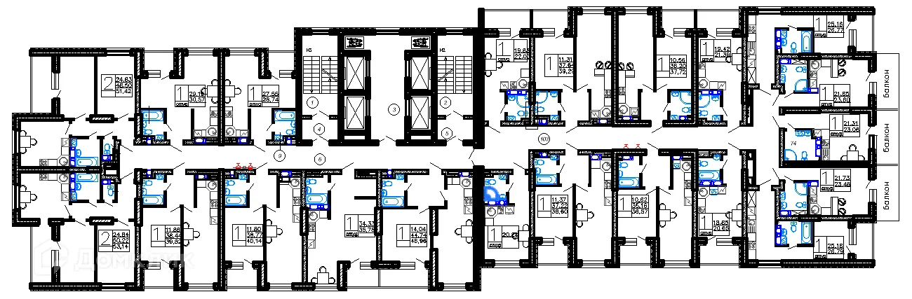 Планировка 1-комнатной квартиры 39.29 м² в ЖК Дом у Ротонды, г. Воронеж — фото 2