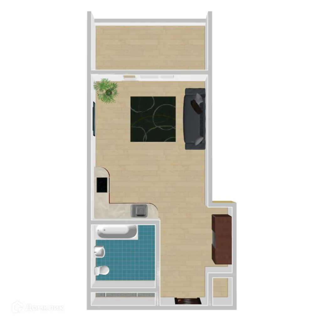 Планировка студии квартиры 21.69 м² в ЖК Дом у Ротонды, г. Воронеж — фото 1