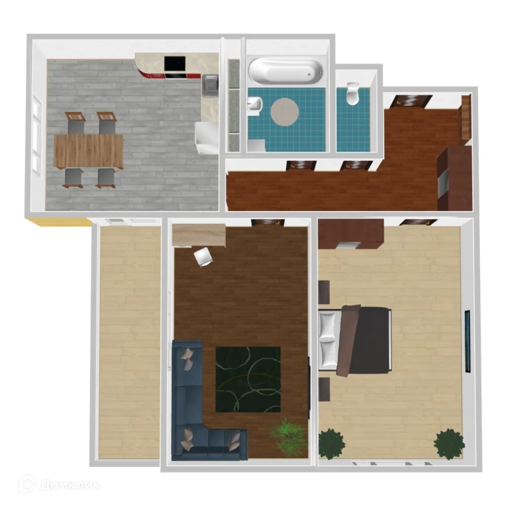 Планировка 2-комнатной квартиры 54.27 м² в ЖК Дом у Ротонды, г. Воронеж — фото 1