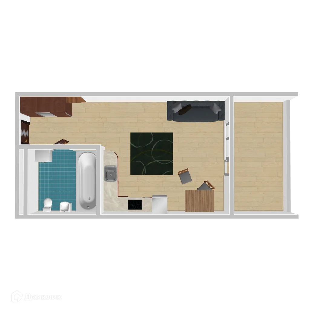 Планировка студии квартиры 23.54 м² в ЖК Дом у Ротонды, г. Воронеж — фото 1