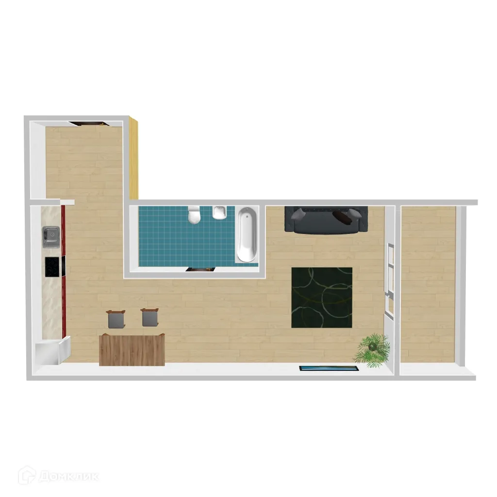 Планировка студии квартиры 27.08 м² в ЖК Дом у Ротонды, г. Воронеж — фото 1