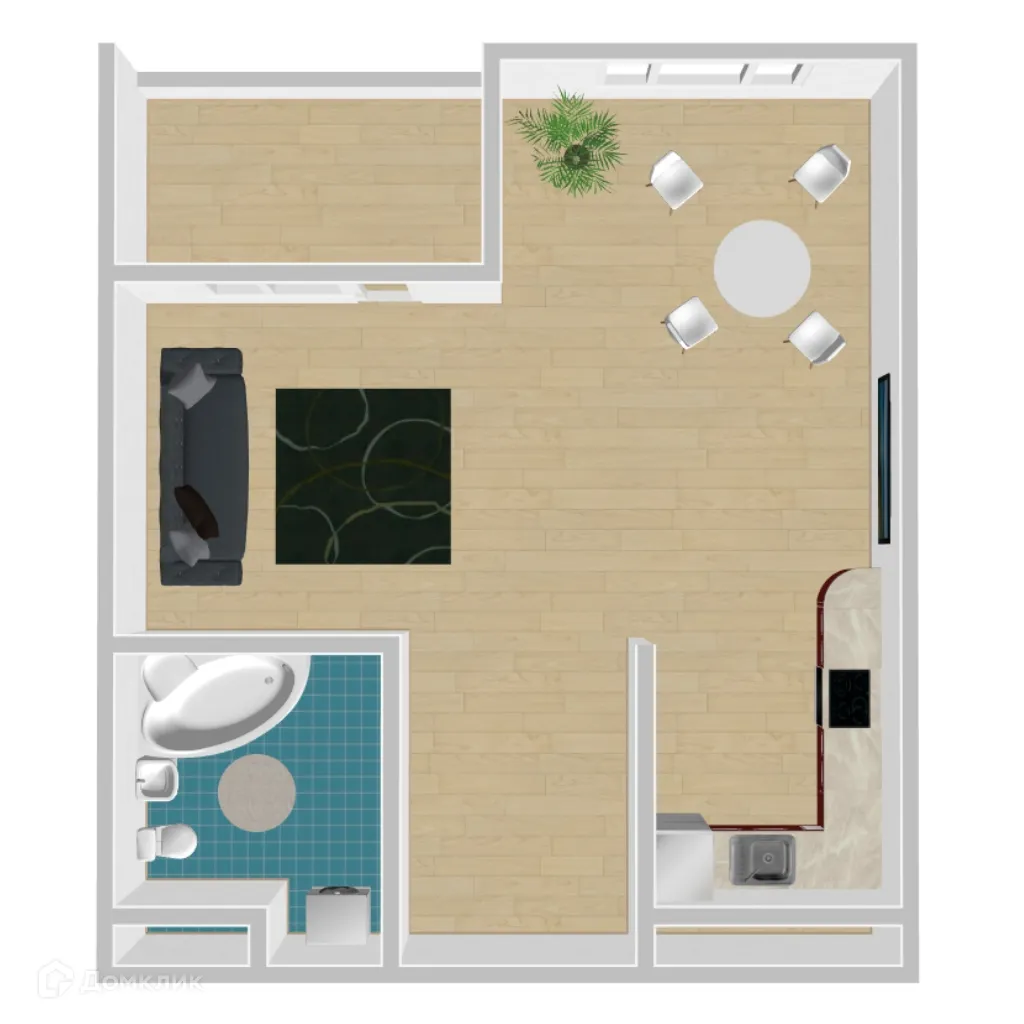 Планировка студии квартиры 30.64 м² в ЖК Дом у Ротонды, г. Воронеж — фото 1