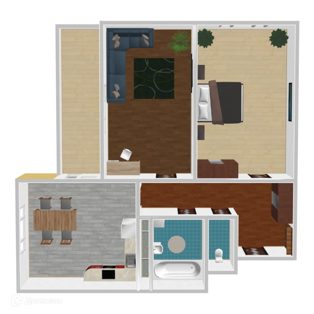 Планировка 2-комнатной квартиры 52.28 м² в ЖК Дом у Ротонды, г. Воронеж — фото 1