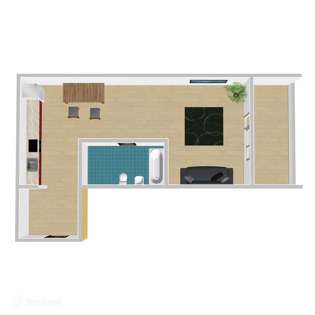 Планировка студии квартиры 27.4 м² в ЖК Дом у Ротонды, г. Воронеж — фото 1