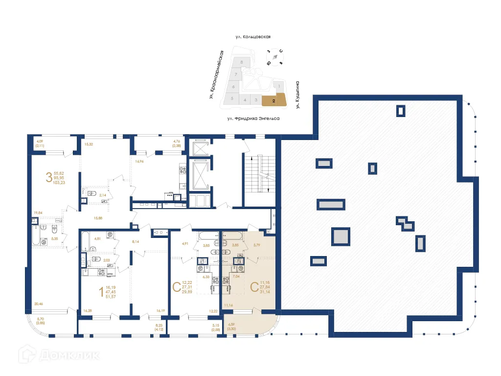 Планировка 1-комнатной квартиры 31.14 м² в ЖК Жилой дом по ул. Фридриха Энгельса, г. Воронеж — фото 6