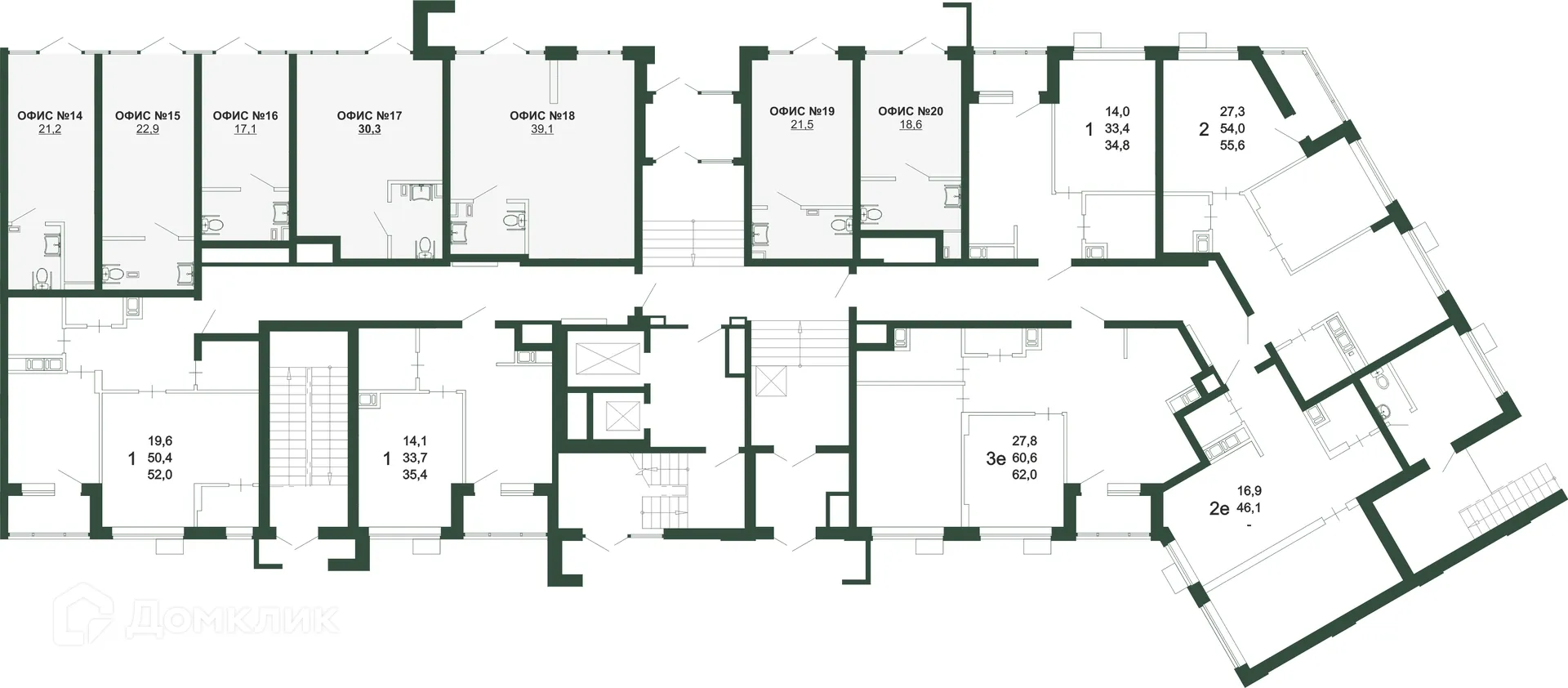 Планировка 1-комнатной квартиры 46.1 м² в ЖК Ритм, г. Воронеж — фото 16