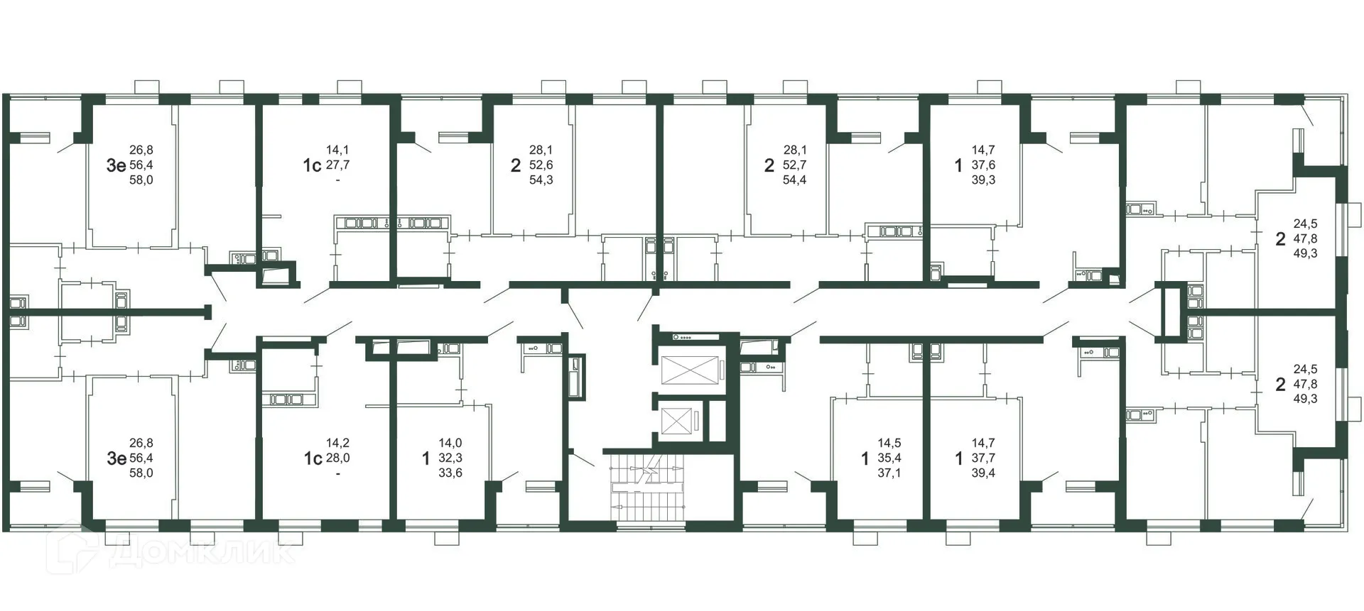 Планировка 2-комнатной квартиры 54.3 м² в ЖК Ритм, г. Воронеж — фото 16