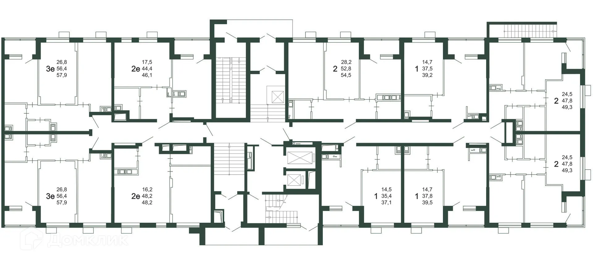 Планировка 1-комнатной квартиры 39.5 м² в ЖК Ритм, г. Воронеж — фото 16