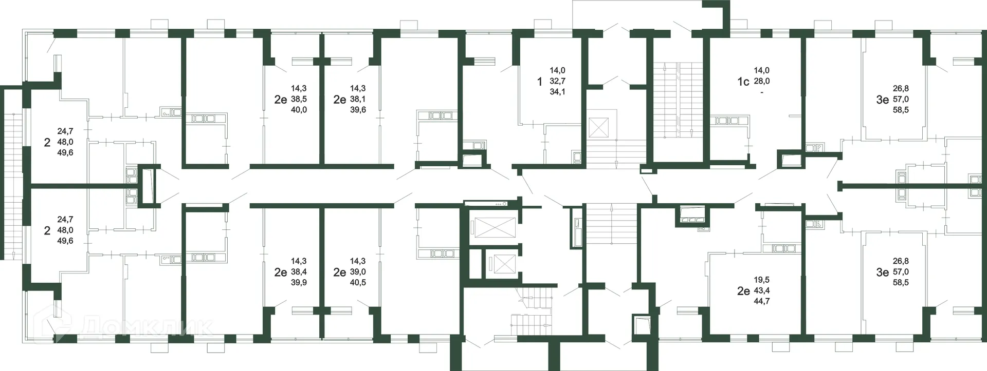 Планировка 2-комнатной квартиры 57.9 м² в ЖК Ритм, г. Воронеж — фото 16