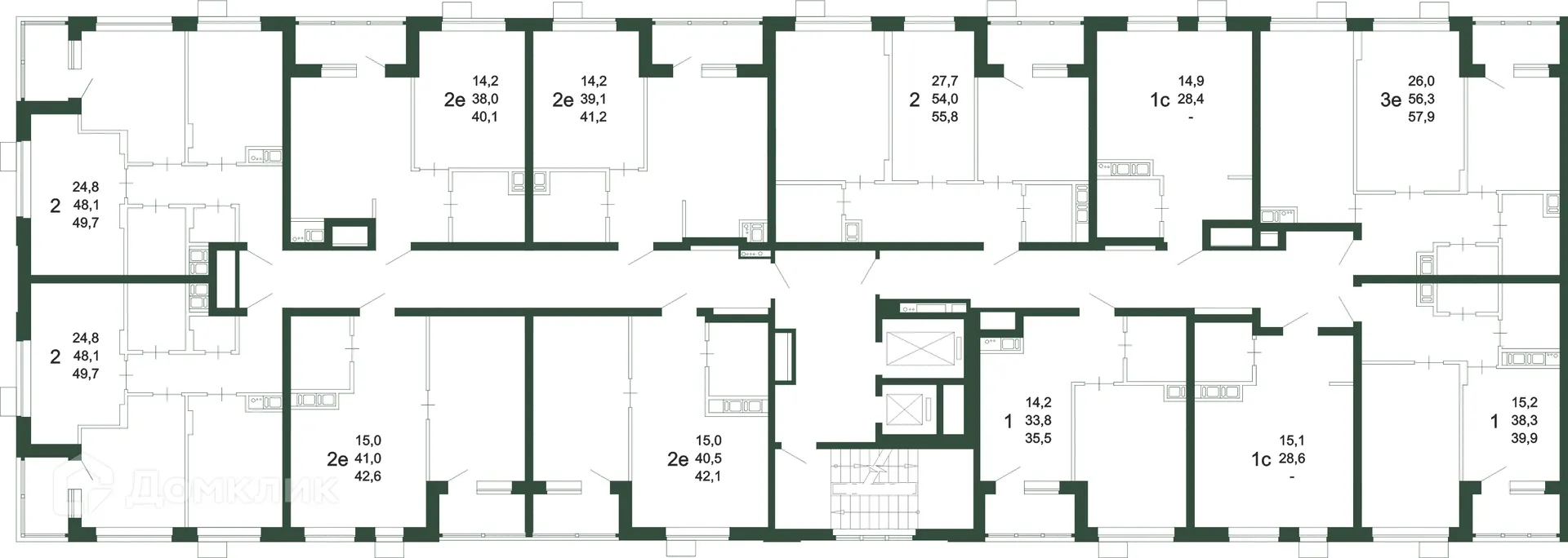Планировка 1-комнатной квартиры 42.1 м² в ЖК Ритм, г. Воронеж — фото 2