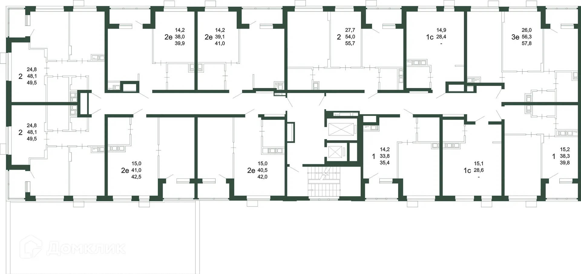 Планировка 1-комнатной квартиры 39.9 м² в ЖК Ритм, г. Воронеж — фото 16
