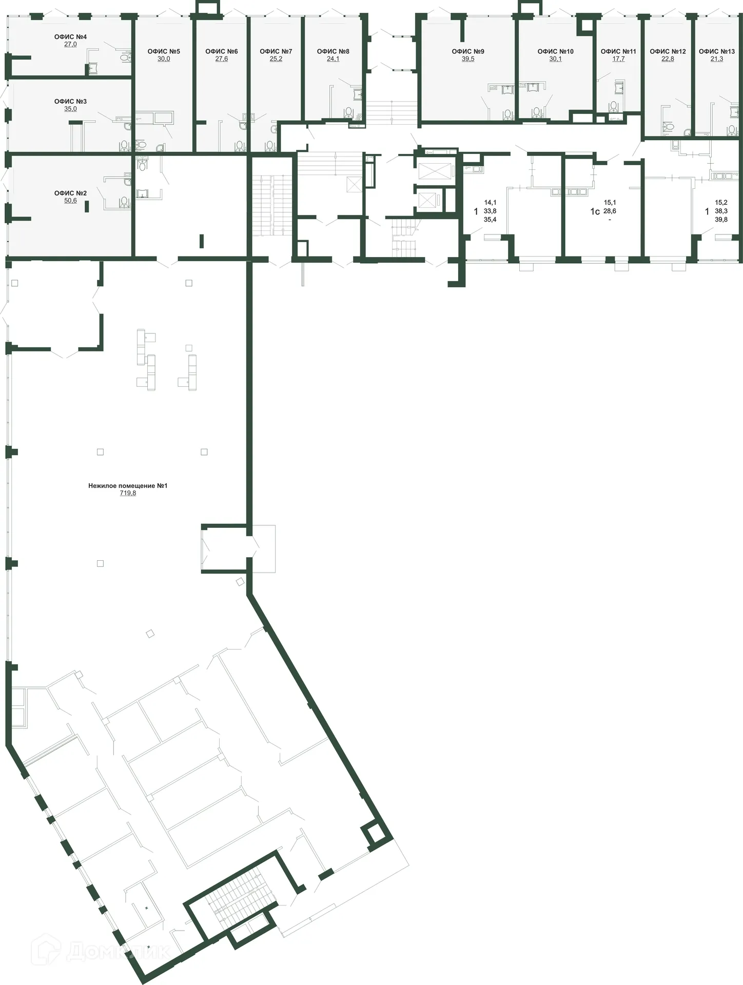 Планировка 1-комнатной квартиры 39.8 м² в ЖК Ритм, г. Воронеж — фото 16