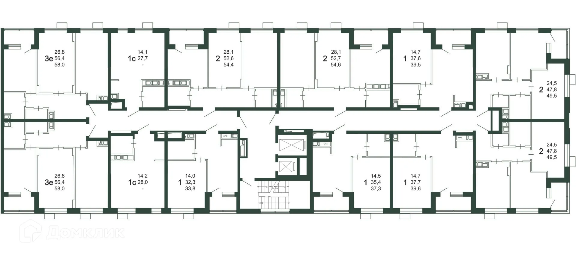 Планировка 1-комнатной квартиры 37.3 м² в ЖК Ритм, г. Воронеж — фото 16