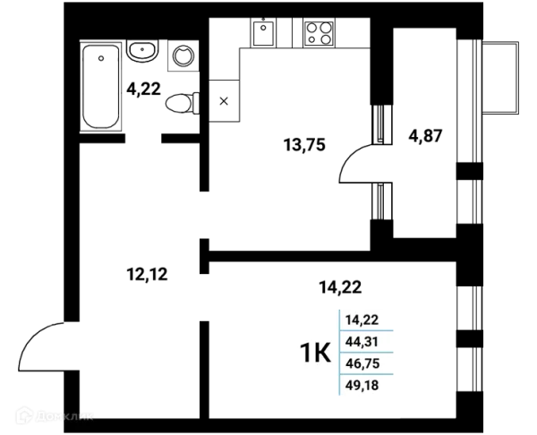 Планировка 1 комн. в ЖК Z-town (Зет-таун)