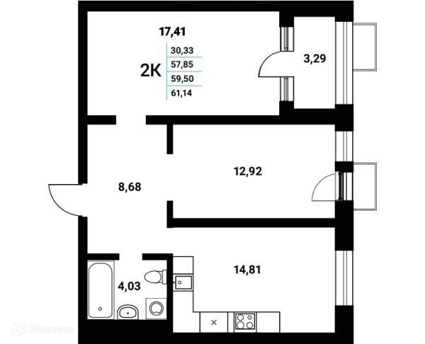 Планировка 2 комн. в ЖК Z-town (Зет-таун)