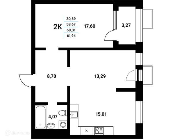 Планировка 2 комн. в ЖК Z-town (Зет-таун)