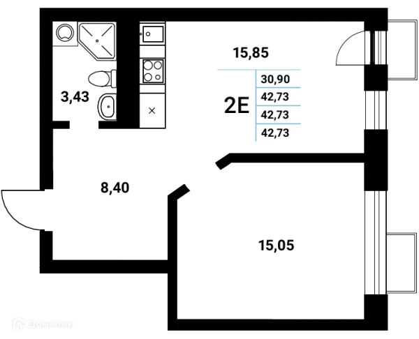 Планировка 2 комн. в ЖК Z-town (Зет-таун)