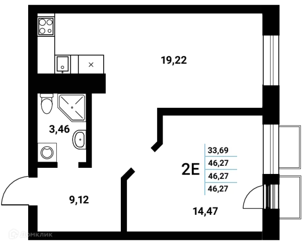 Планировка 2 комн. в ЖК Z-town (Зет-таун)