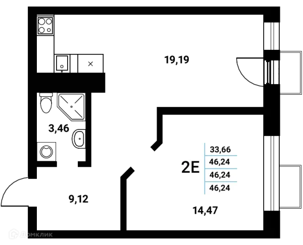 Планировка 2 комн. в ЖК Z-town (Зет-таун)