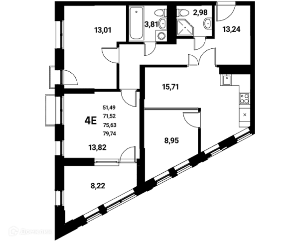 Планировка 4 комн. в ЖК Z-town (Зет-таун)