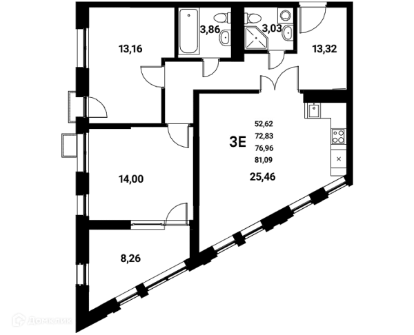 Планировка 3 комн. в ЖК Z-town (Зет-таун)