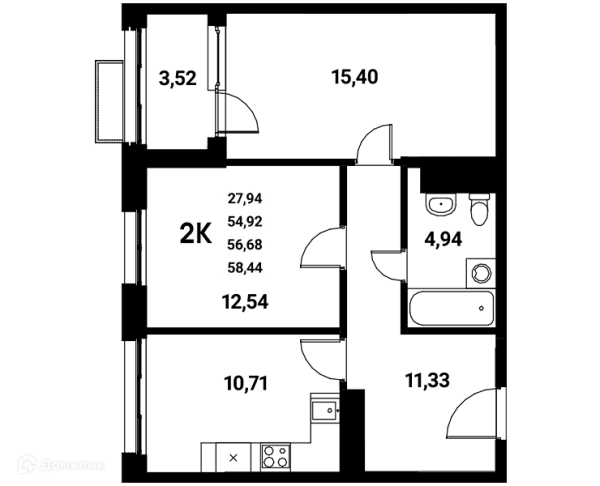 Планировка 2 комн. в ЖК Z-town (Зет-таун)